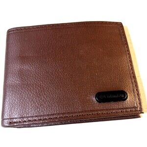 COLUMBIA Men's Genuine Coated Leather BIFOLD Wallet ~ BROWN